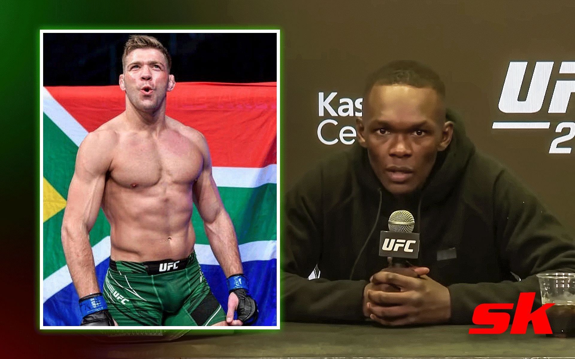 Dricus Du Plessis (left) and Israel Adesanya (right) [Image credits: @UFC on YouTube and @dricusduplessis on Instagram] 