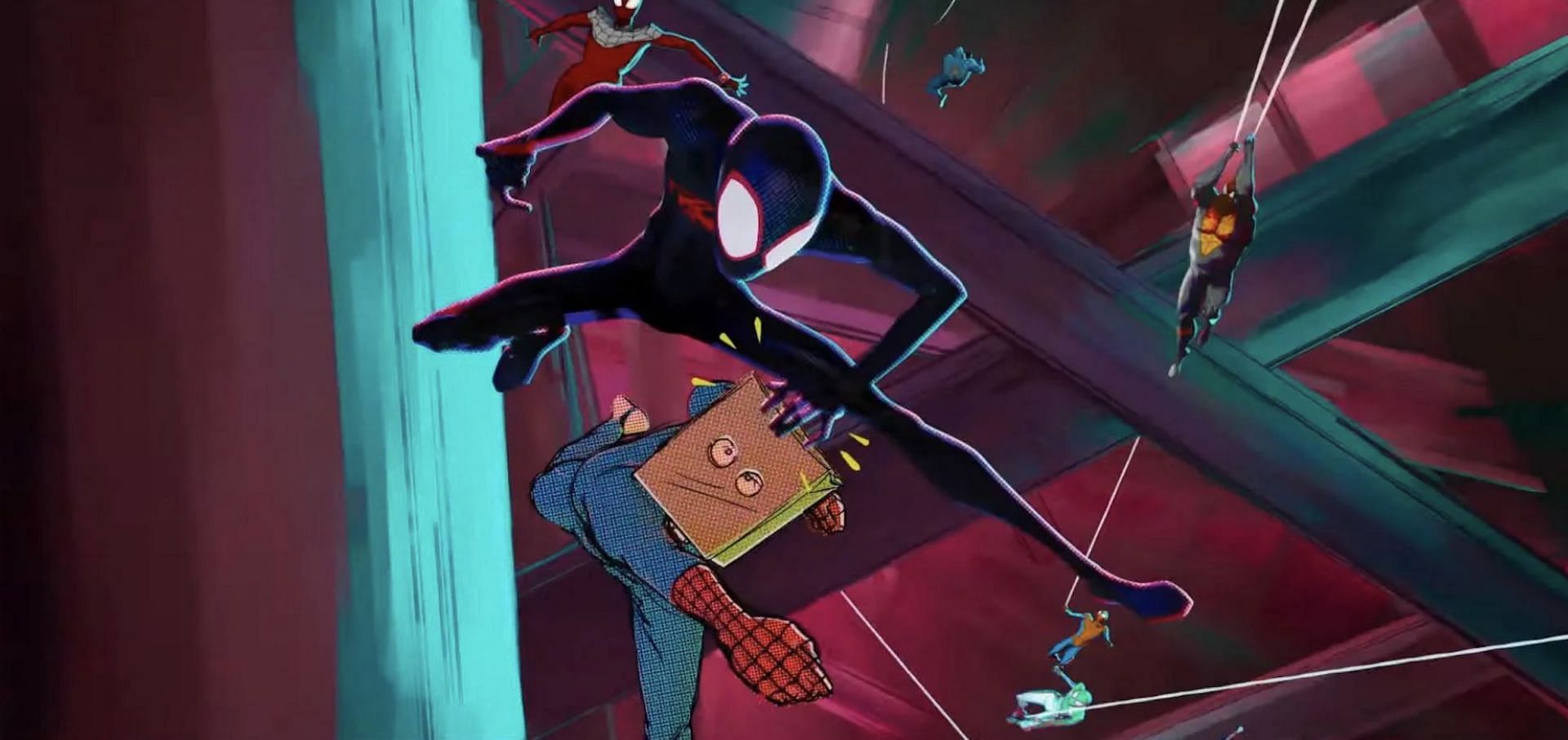 The Bombastic Bag-Man, a humorous alternate costume for Spider-Man from the comics, is shown in a blink-and-you&#039;ll-miss-it moment (Image via Sony Pictures)