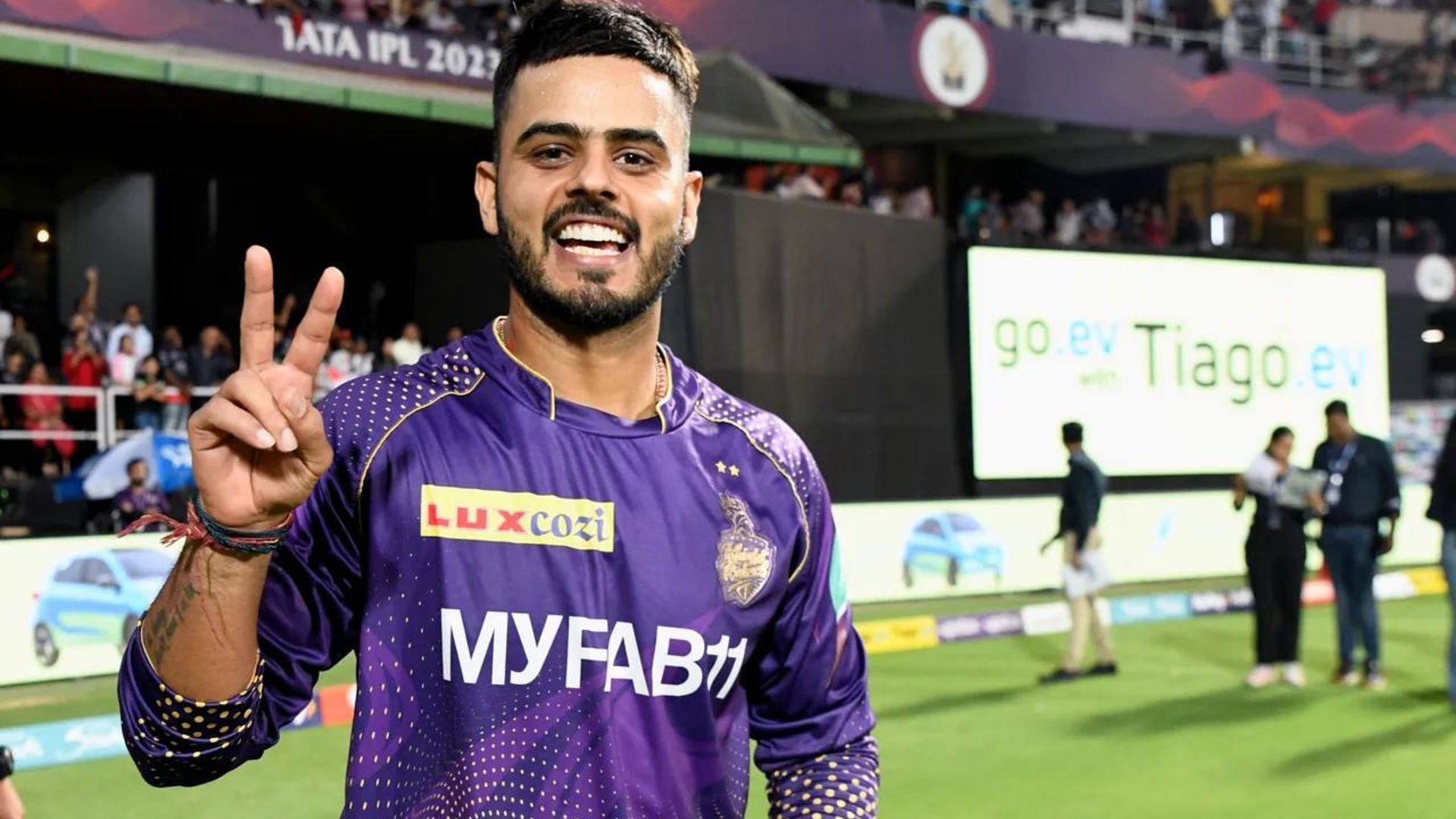 A happy Nitish Rana after KKR beat RCB by 21 runs (P.C.:iplt20.com)