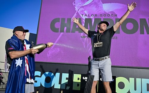 Talor Gooch celebrates his win at LIV Golf - Adelaide