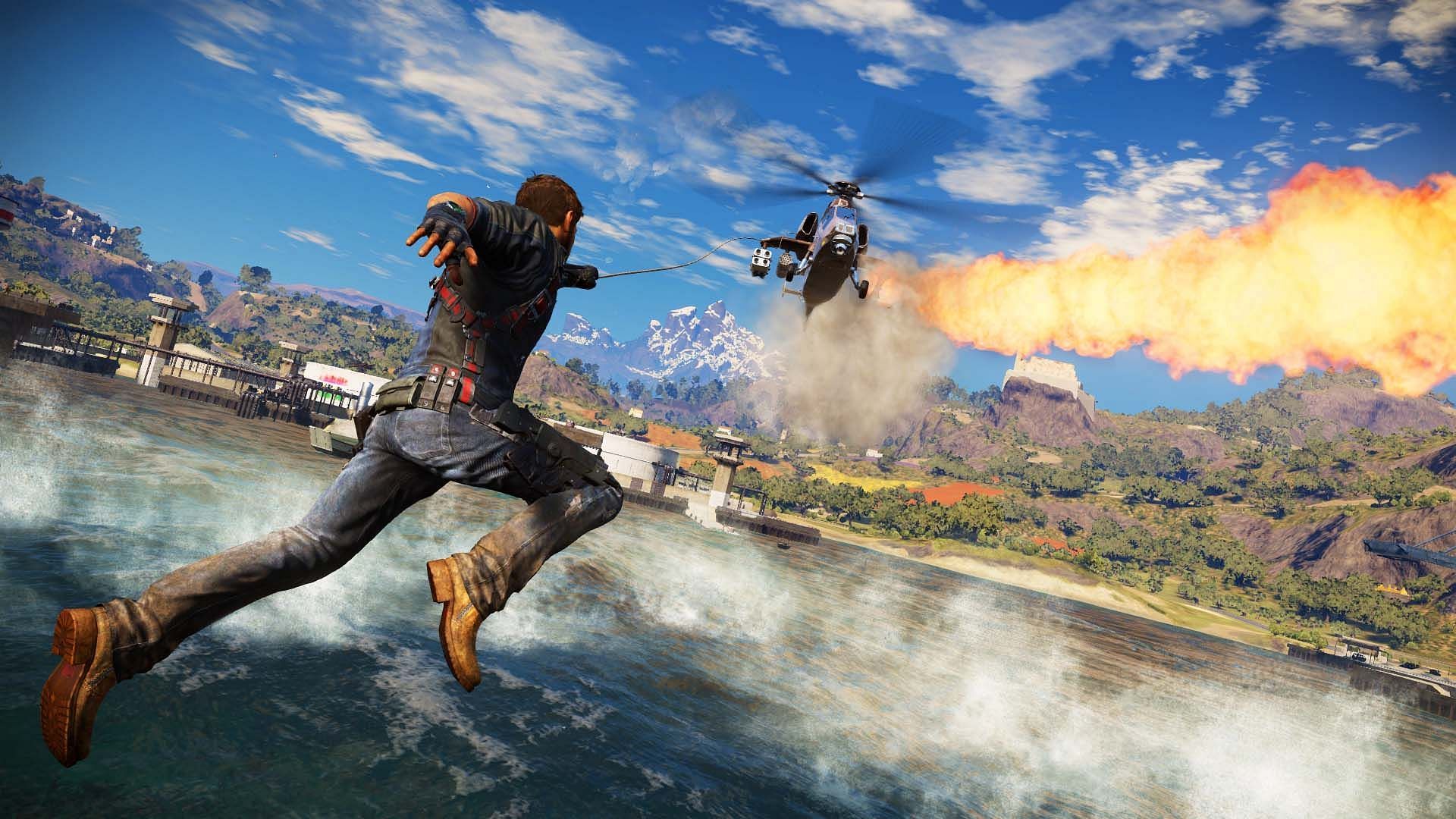 The Just Cause series features some of the coolest movement mechanics (Image via SquareEnix)