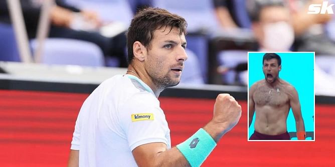 Bernabe Zapata Miralles strips off his shirt and screams in delight after securing his first-ever Masters 1000 win