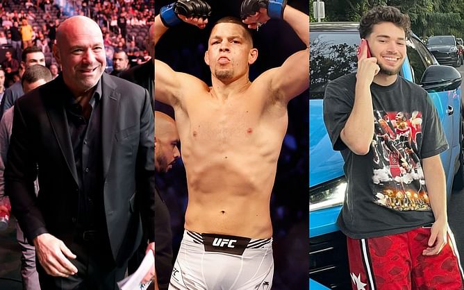 Dana White and Adin Ross react to Nate Diaz choking out Logan Paul lookalike outside Misfits Boxing event