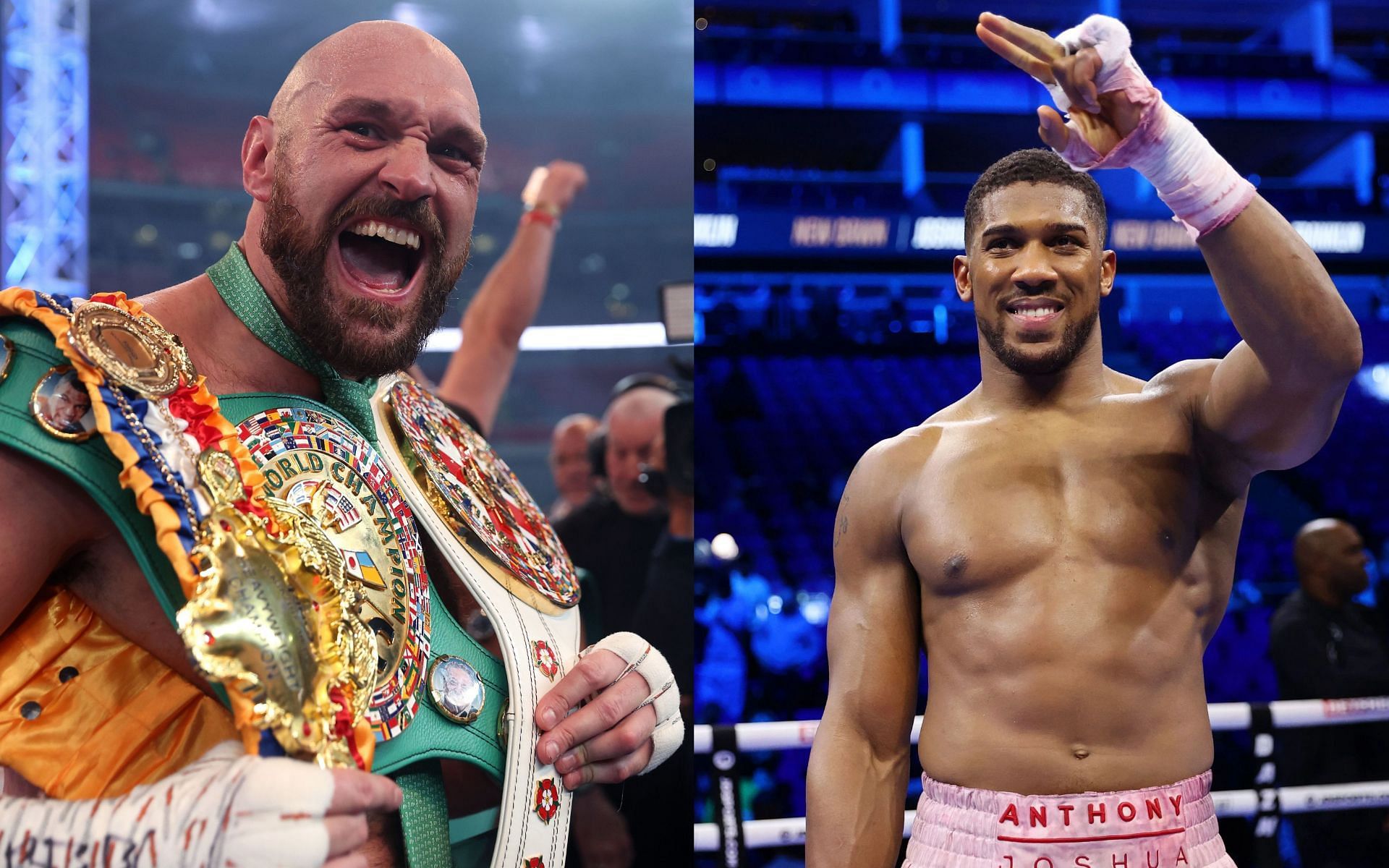 Tyson Fury (L), and Anthony Joshua (R).