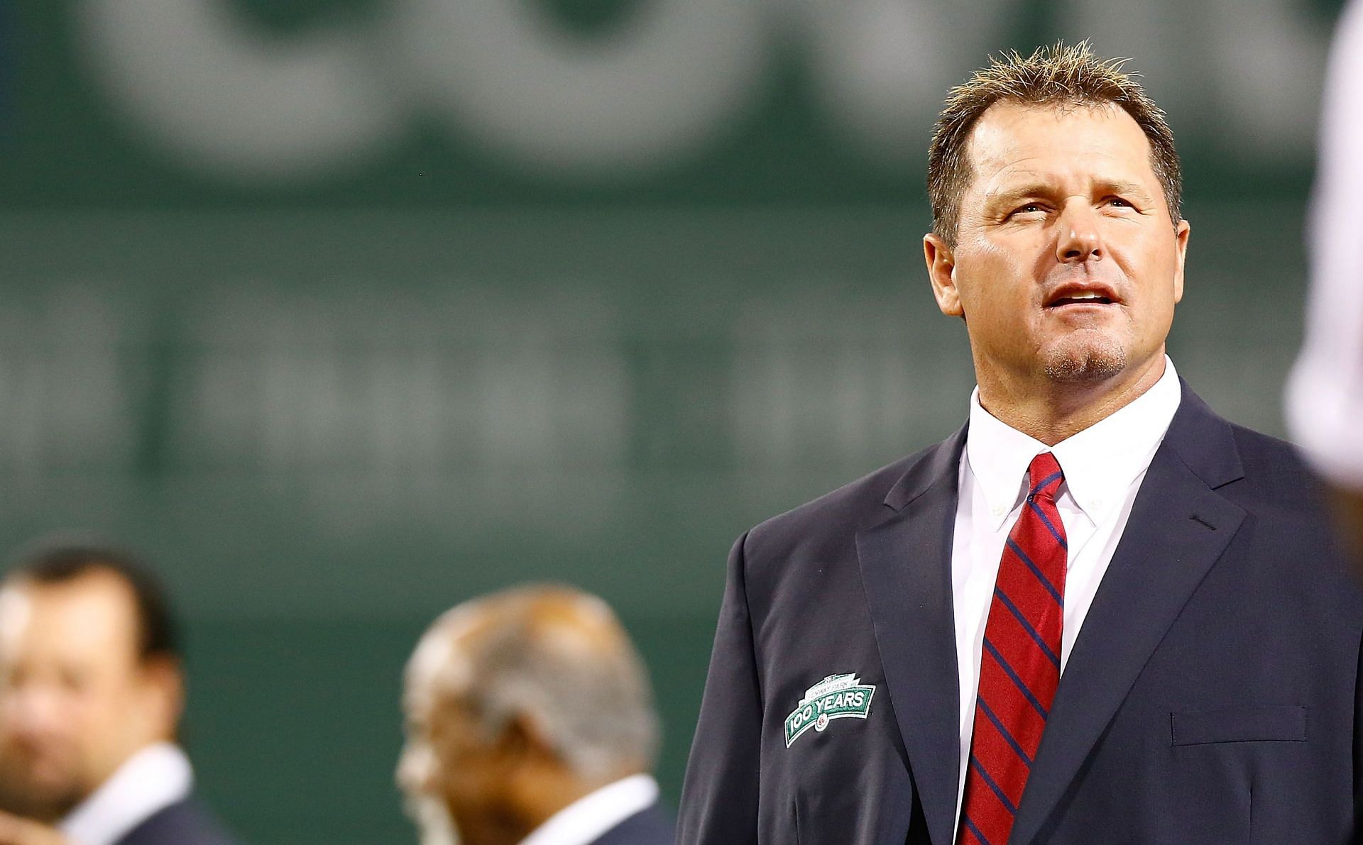 Former Boston Red Sox player Roger Clemens is honored during a ceremony for the All Fenway Park Team prior to the game against the Tampa Bay Rays on September 26, 2012 at Fenway Park in Boston, Massachusetts. (Photo by Jared Wickerham/Getty Images)