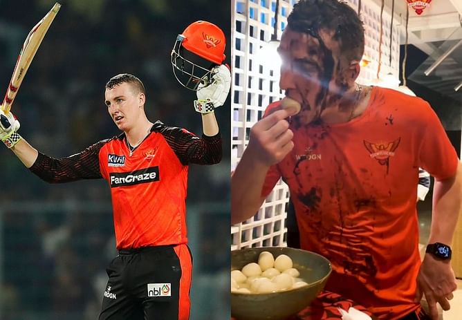 [WATCH] SRH star batter Harry Brook enjoys a Rasgulla after his maiden IPL century against KKR in a winning cause