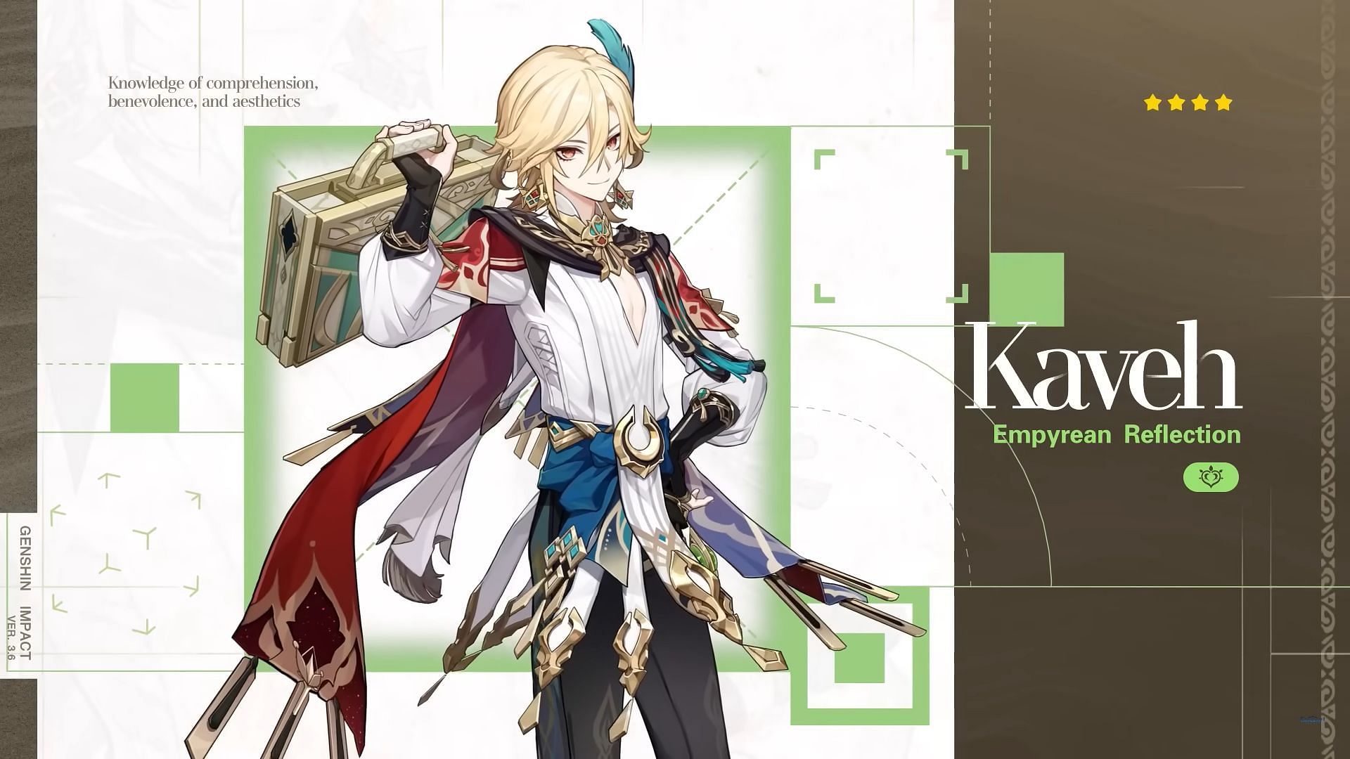 Patch 3.6 official art for Kaveh (Image via HoYoverse)