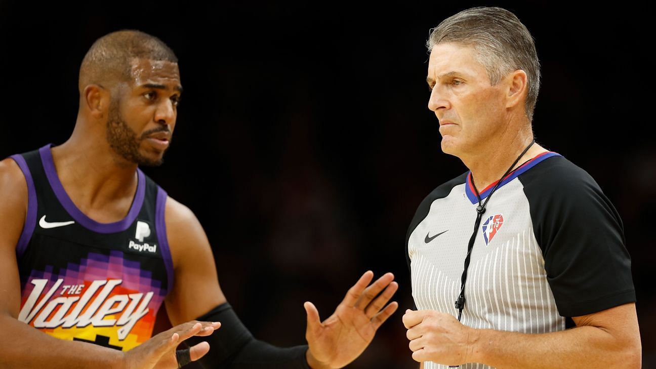 Phoenix Suns star point guard Chris Paul and veteran NBA official Scott Foster