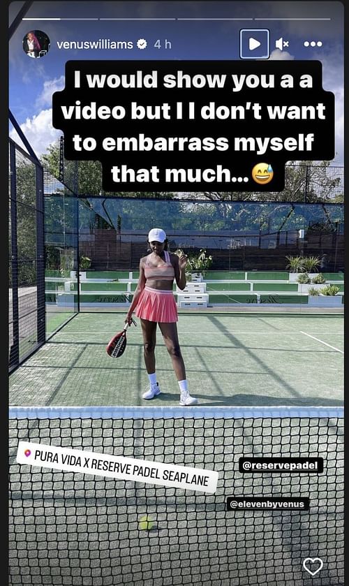 Venus Williams' Instagram story