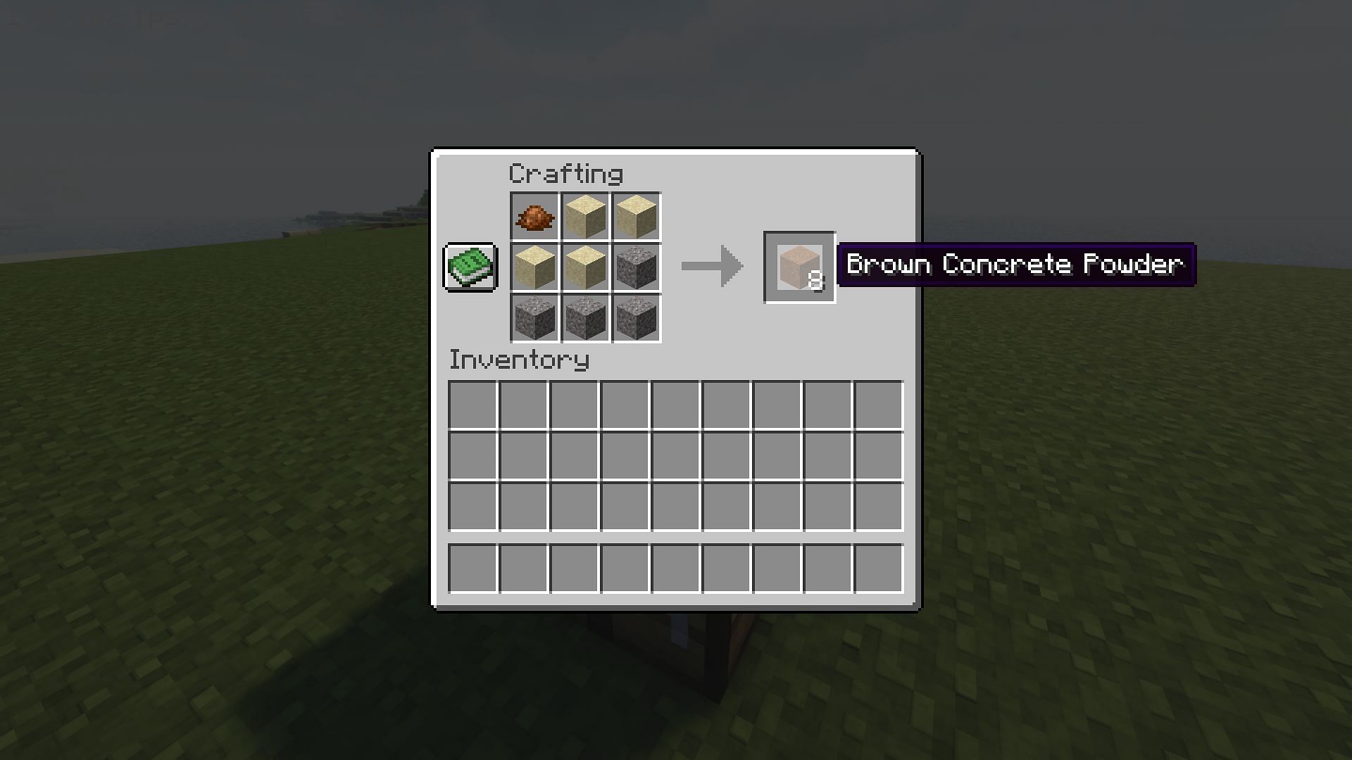 Concrete powder crafting recipe (Image via Mojang)