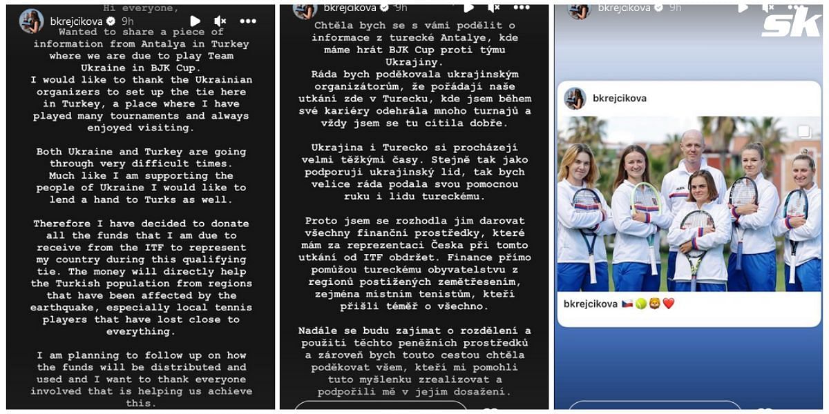 Barbora Krejcikova&#039;s Instagram stories in the lead-up to the Billie Jean King Cup.