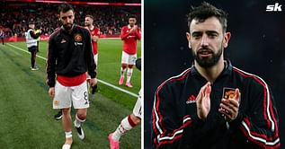 Bruno Fernandes pulls a Cristiano Ronaldo and coaches Manchester United players from touchline during Brighton FA Cup clash