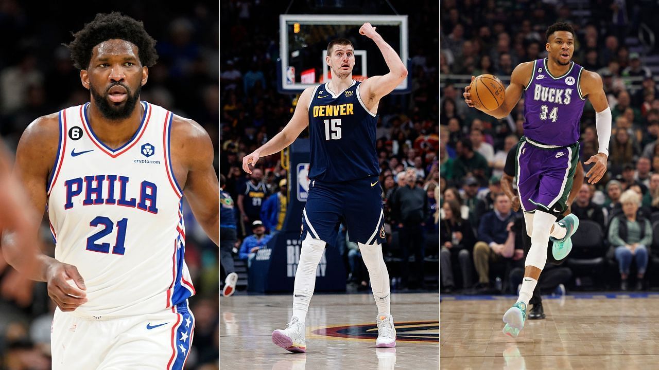 NBA superstars Joel Embiid, Nikola Jokic and Giannis Antetokounmpo