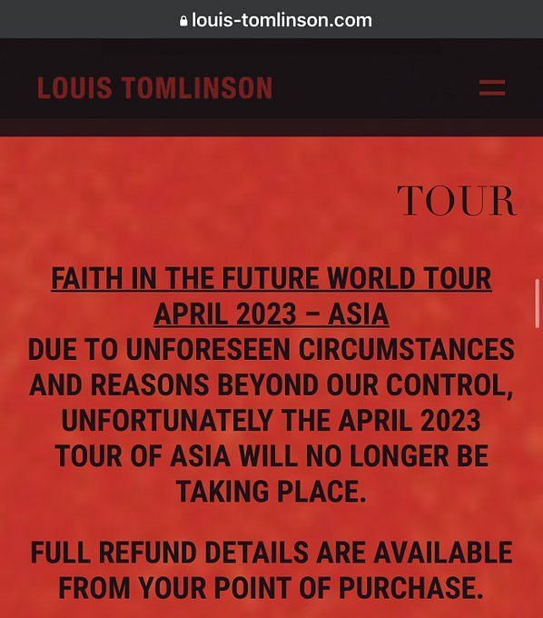 Louis Tomlinson cancels world tour dates in Japan