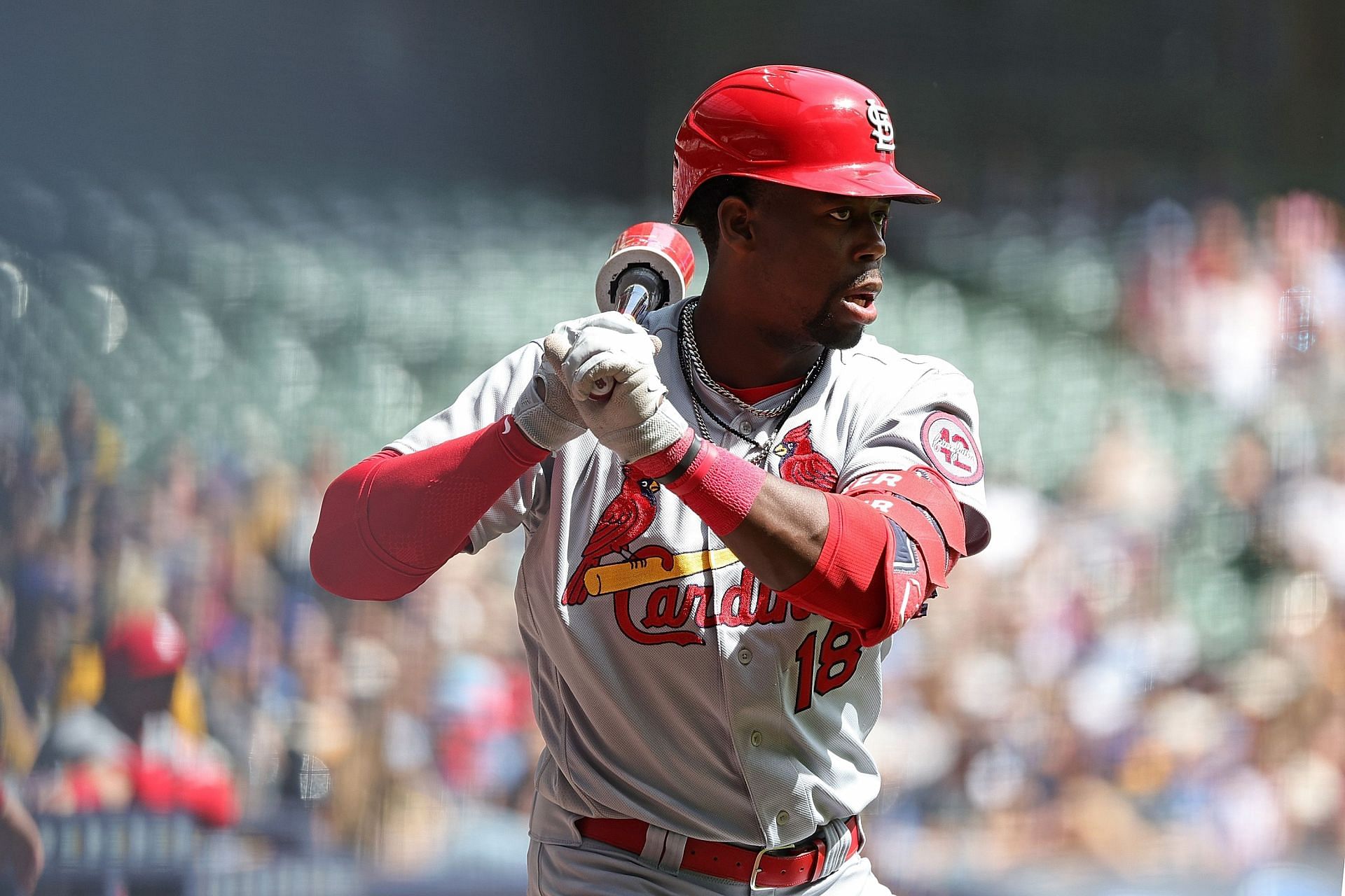 St. Louis Cardinals right fielder Jordan Walker reacts after hitting  News Photo - Getty Images