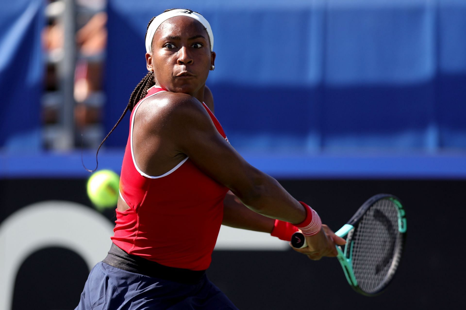 Coco Gauff in action at the Billie Jean King Cup