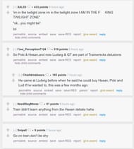 Reddit community reacting to the streamers' conversation (Image via r/LivestreamFail)