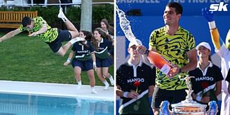 Carlos Alcaraz jumps into the pool with ball kids after winning the Barcelona Open title