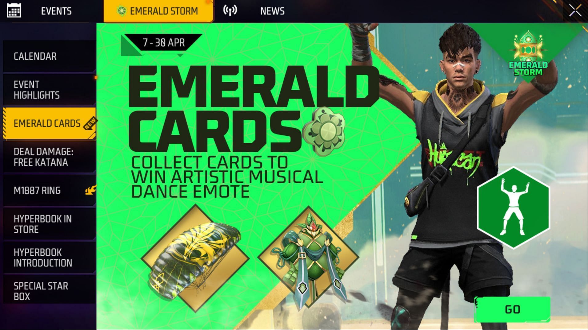 Emerald Cards is one of the free events available in the game (Image via Garena)