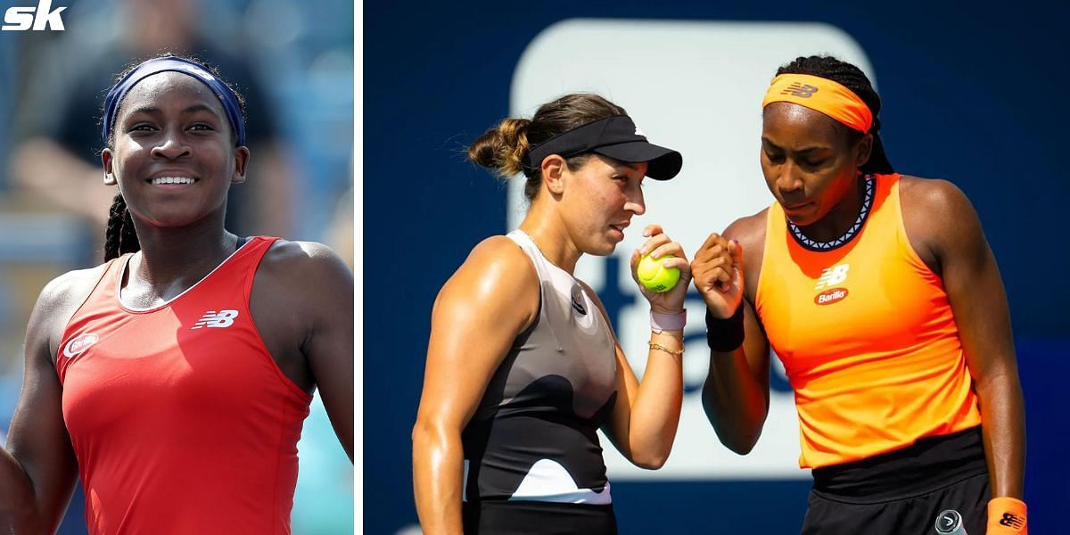 Coco Gauff (L), Jessica Pegula and Gauff at the Miami Open 