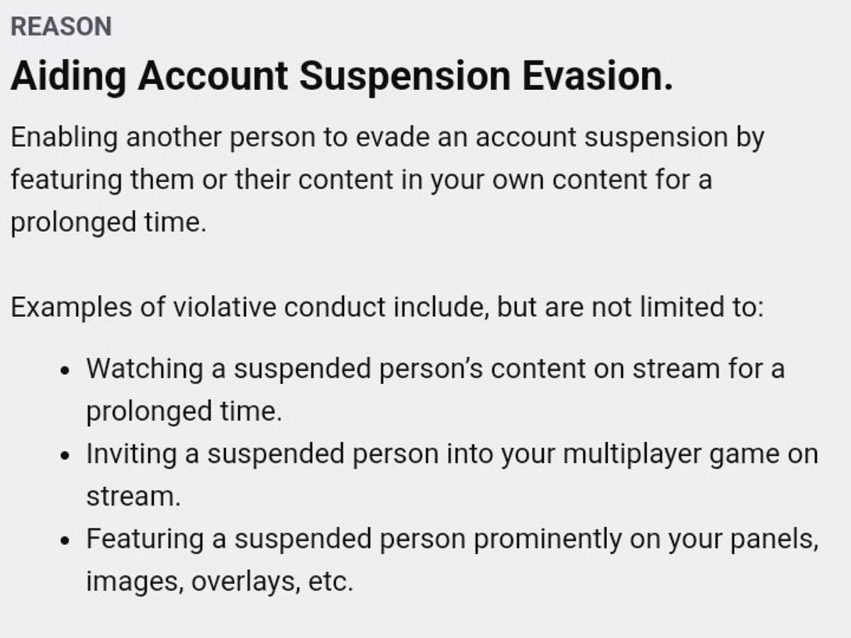 Twitch&#039;s rules against aiding ban evasion (Image via Twitter)