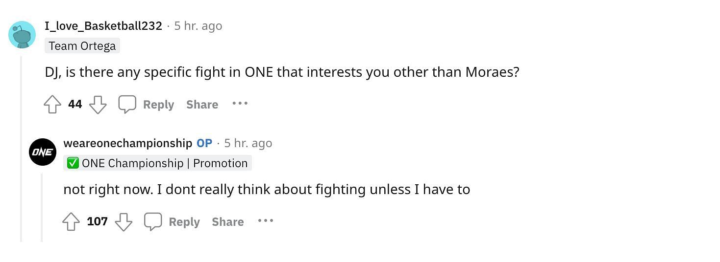 Demetrious Johnson&#039;s AMA session on Reddit