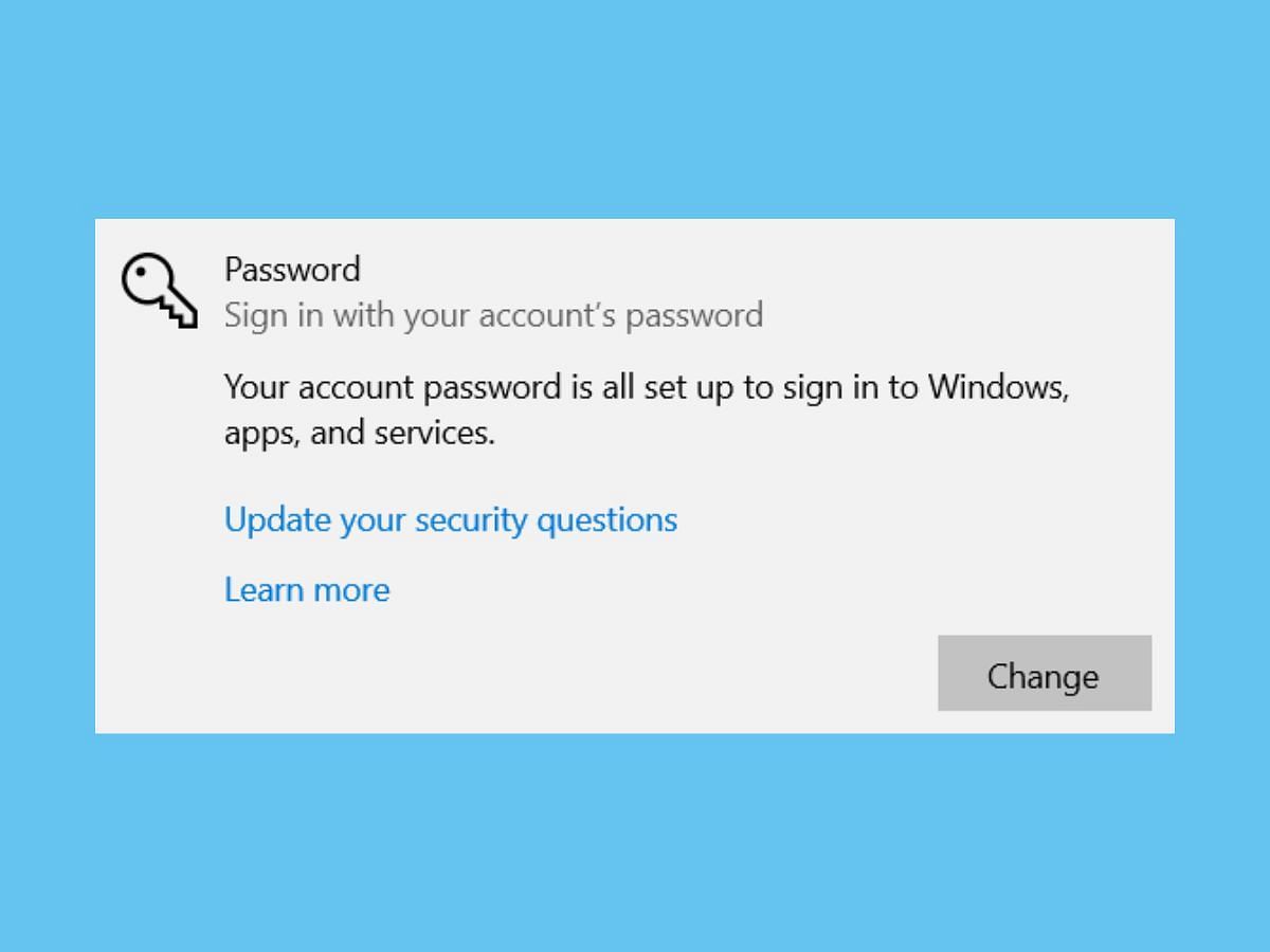 Changing Account Password (Image captured from Windows 10)