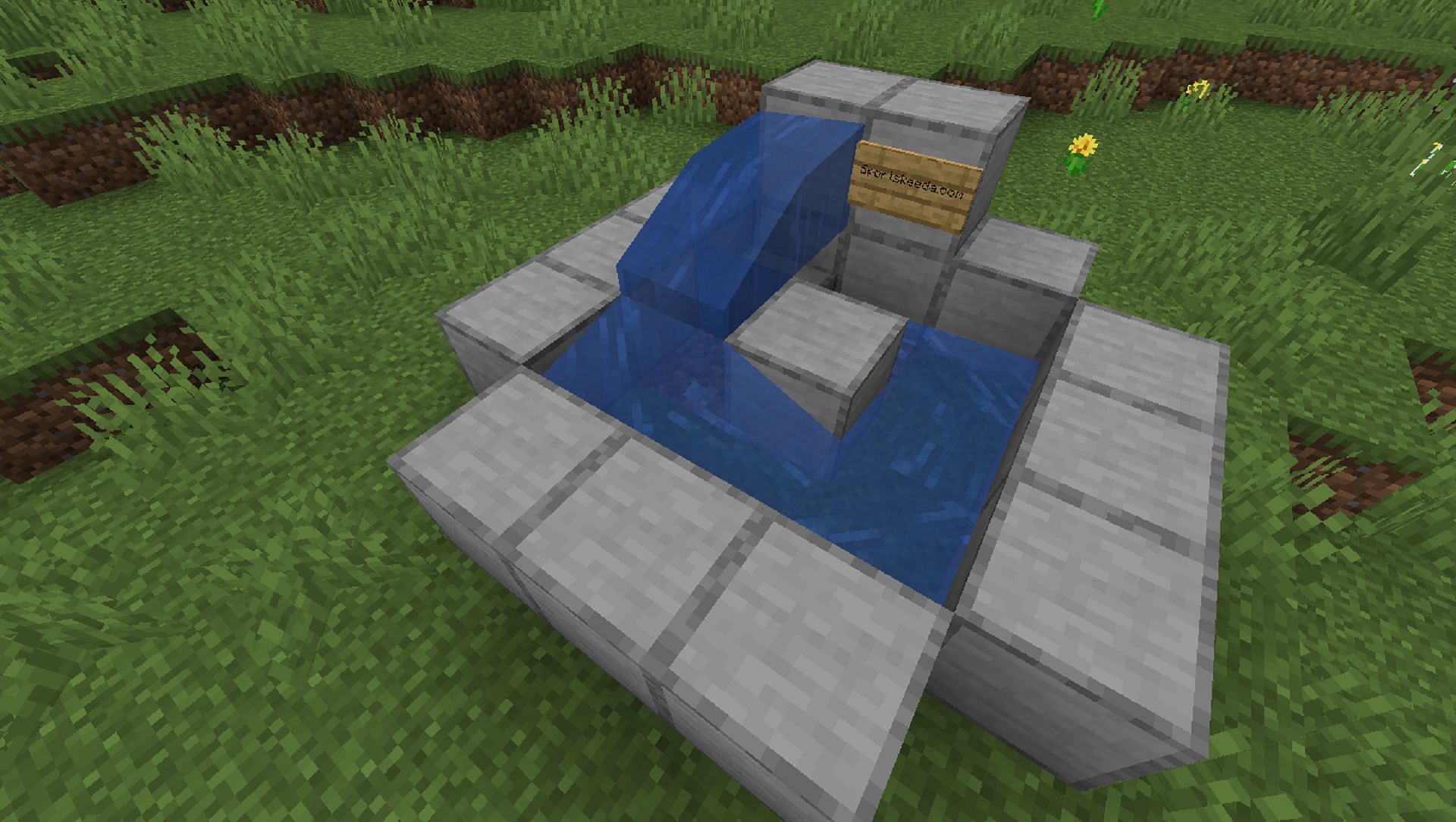 A basic example of the AFK water pool when functional (Image via Mojang)