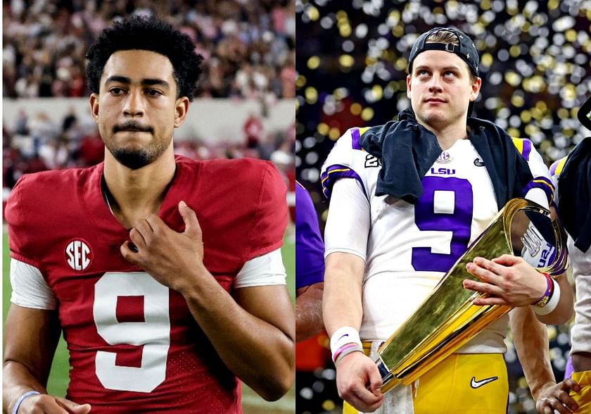 How do Bryce Young's college stats compare to Joe Burrow? Pitting two star  QBs' numbers against each other