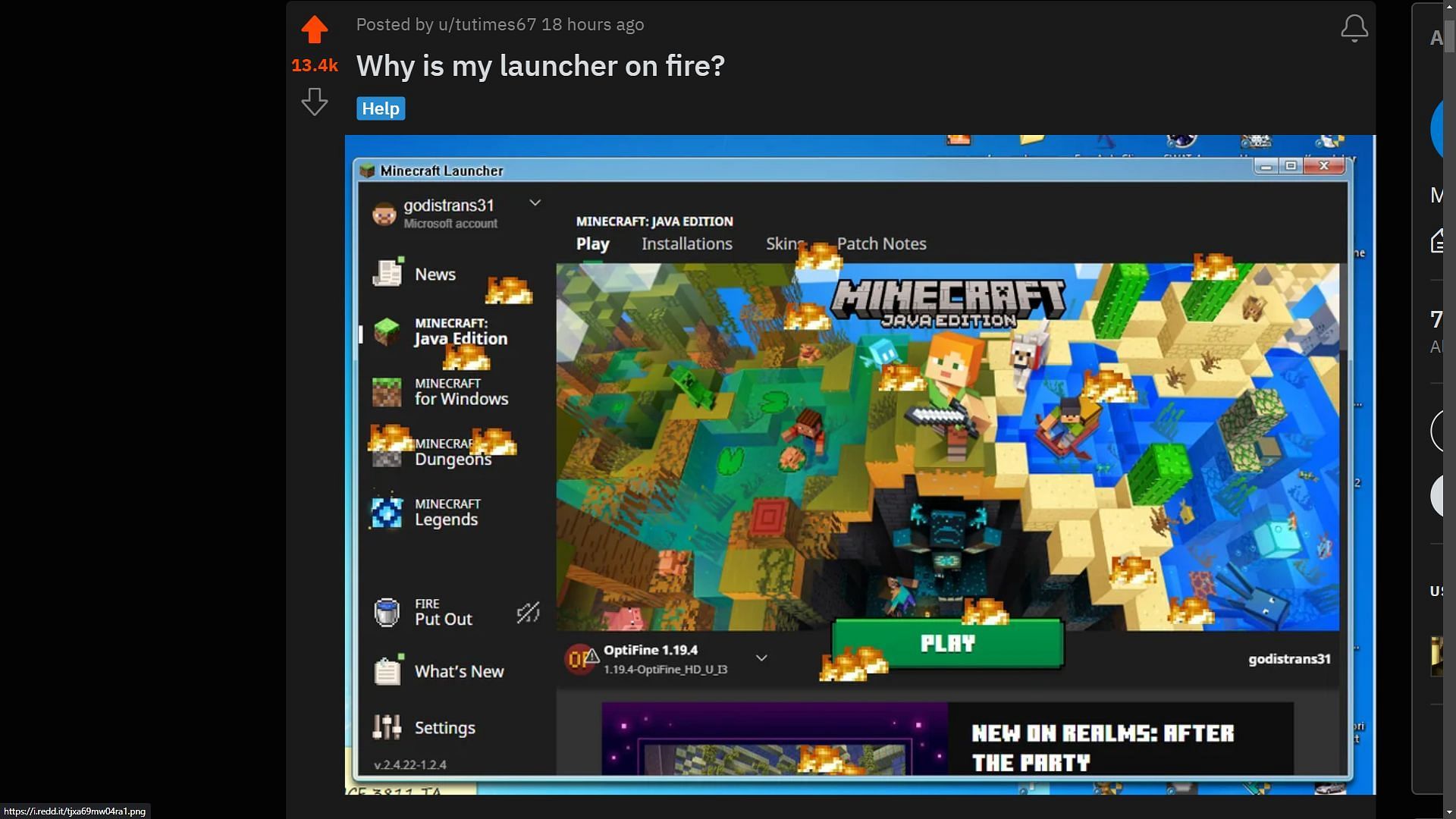 The Reddit community discusses and jokes about Mojang&#039;s April Fool&#039;s Day prank involving Minecraft&#039;s official launcher (Image via Sportskeeda)