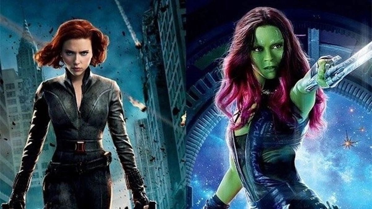 Scarlett Johansson as Black Widow and Zoe Salda&ntilde;a as Gamora (Image via Marvel)