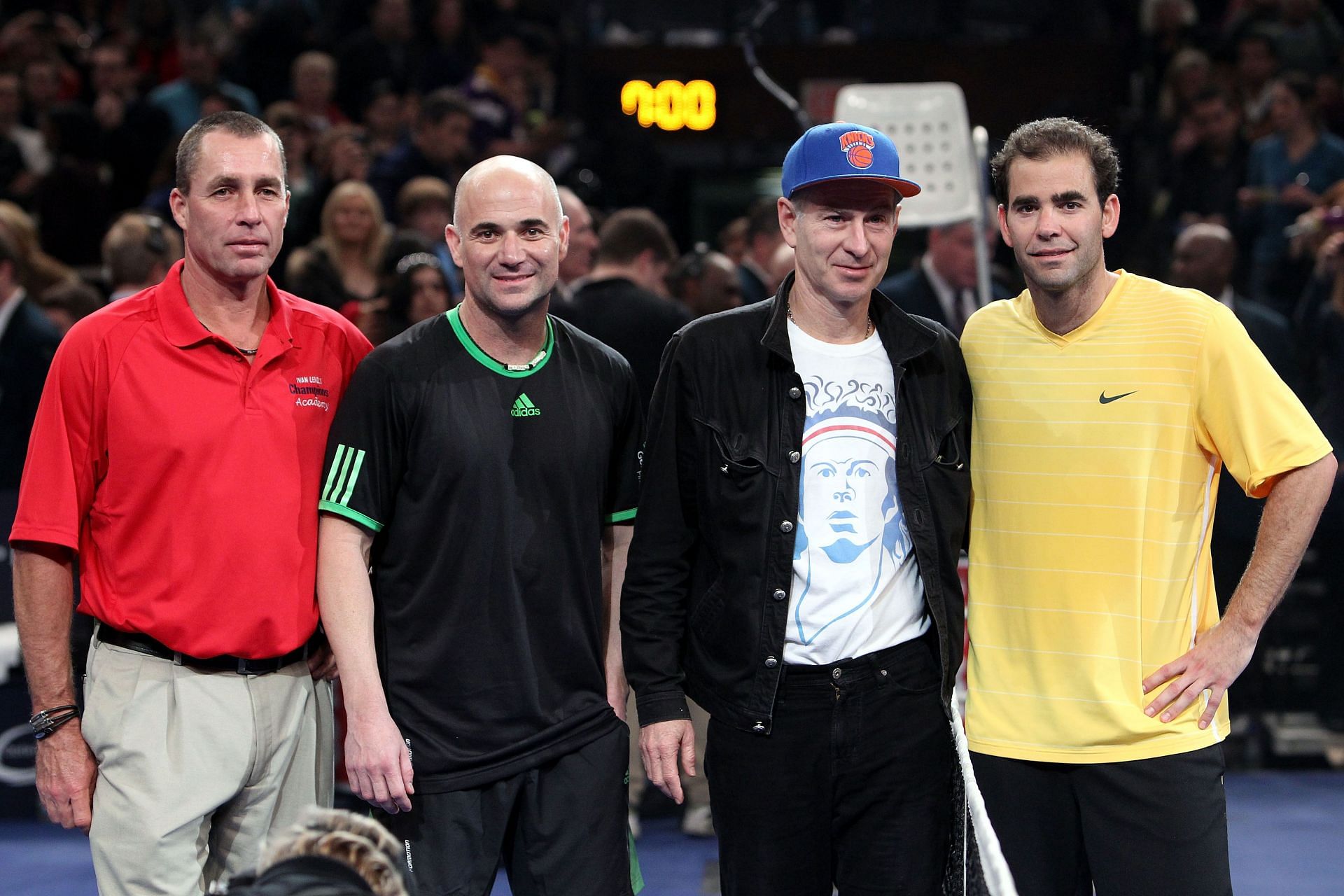 Andre Agassi and John McEnroe with Ivan Lendl and Pete Sampras