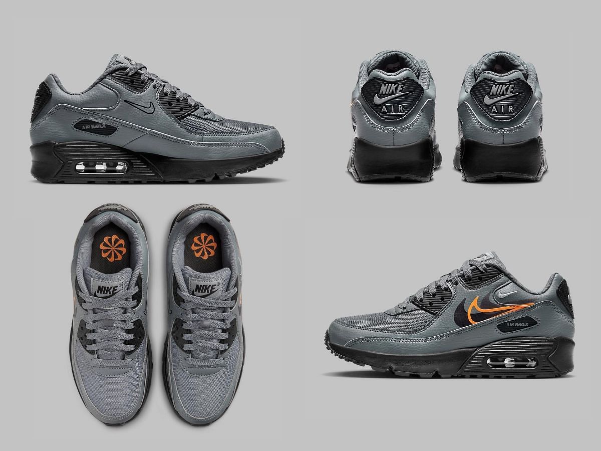 Upcoming Nike Air Max 90 &quot;Grey Multi Swoosh&quot; sneakers will be released exclusively in kids sizes. (Image via Sportskeeda)