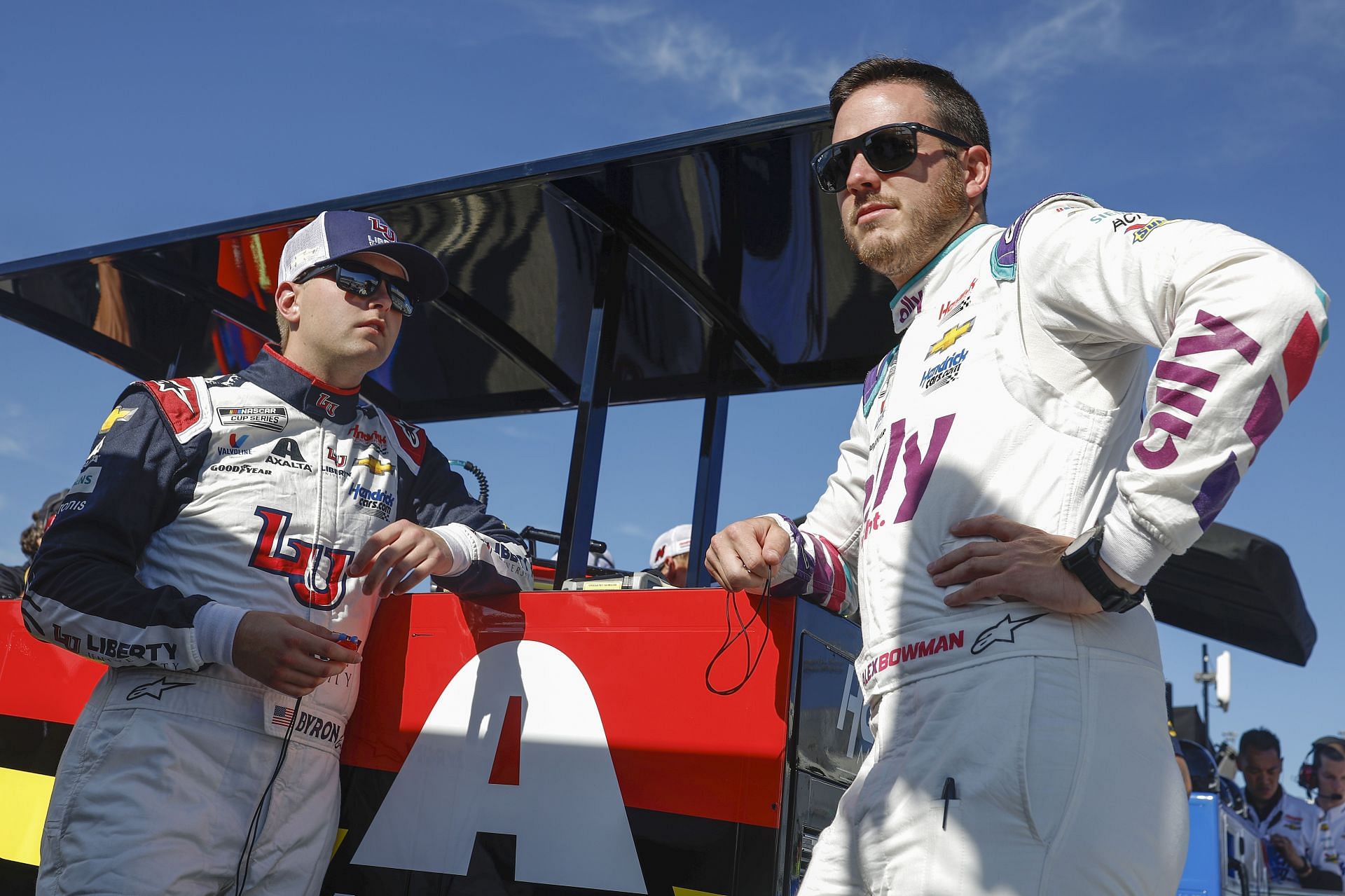 William Byron and Alex Bowman in the NASCAR Cup Series Federated Auto Parts 400