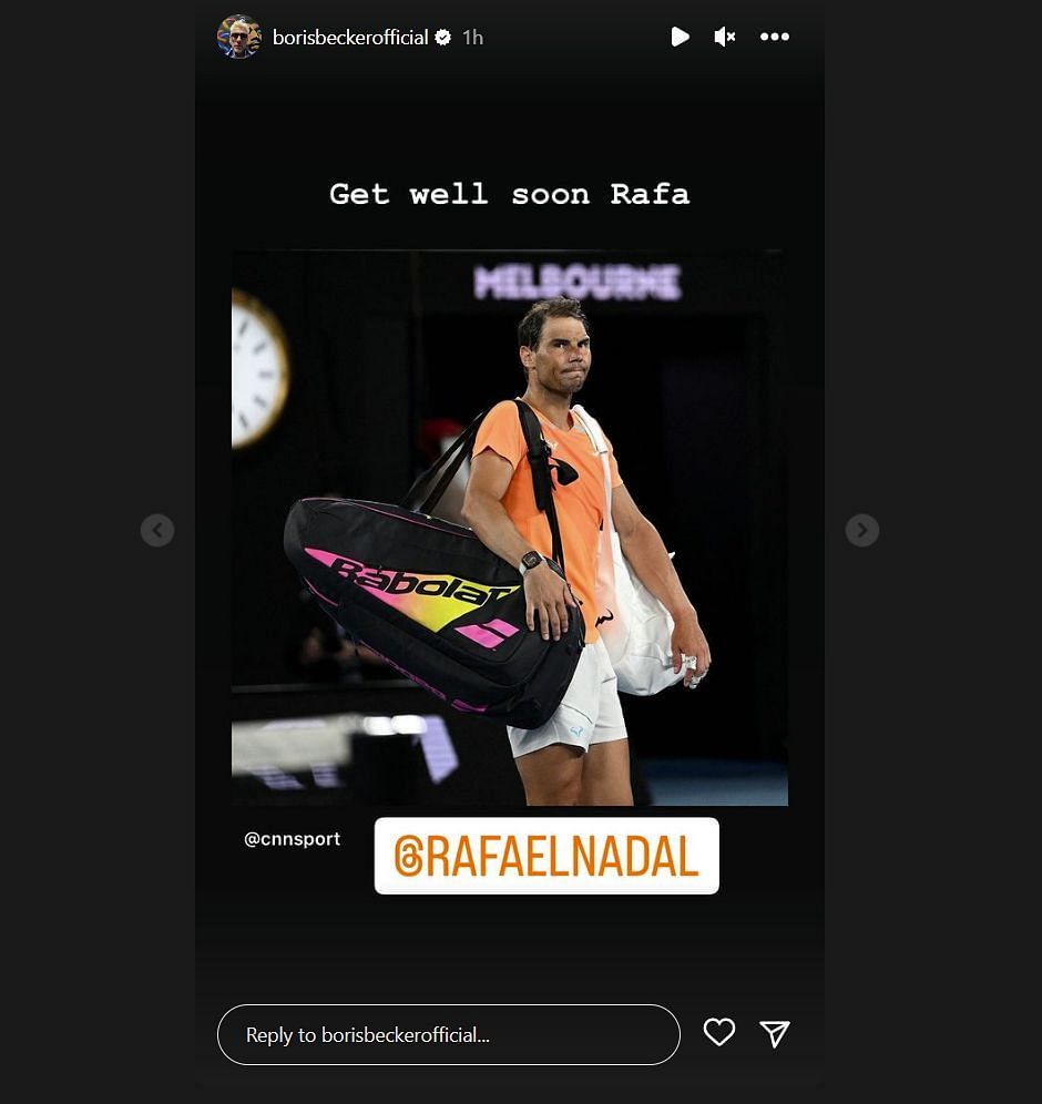 Boris Becker wishes Rafael Nadal a speedy recovery (Image via Instagram).