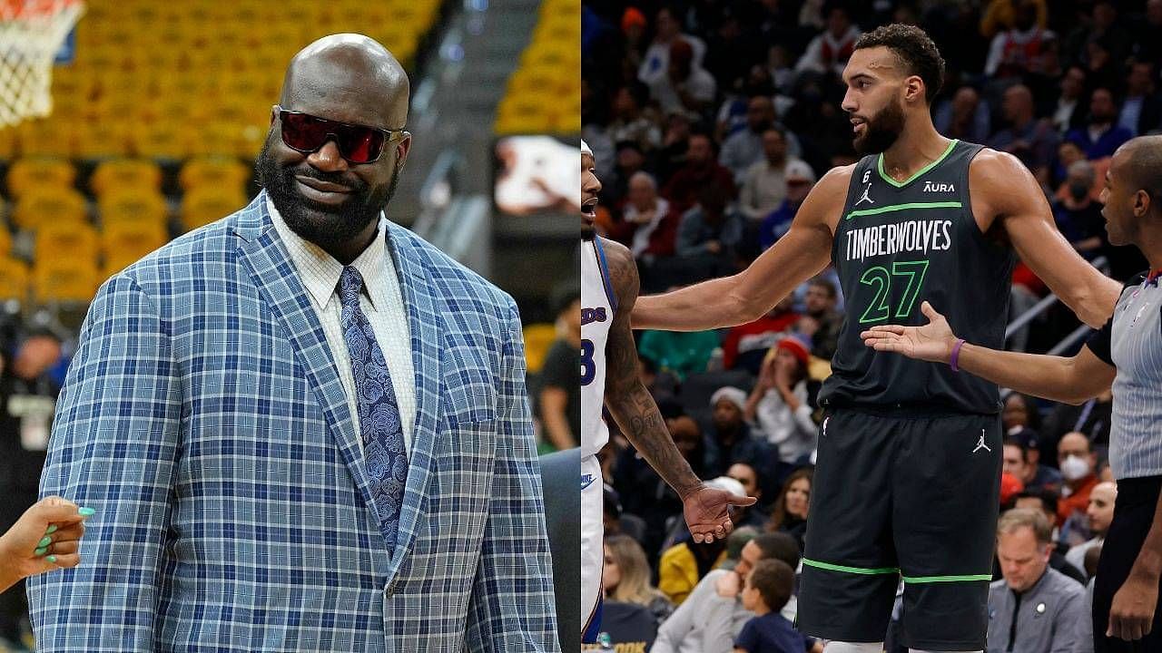 NBA legend Shaquille O&rsquo;Neal and Minnesota Timberwolves star center Rudy Gobert