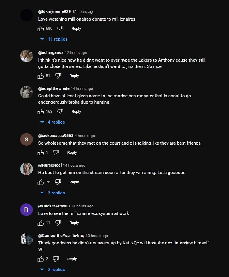 YouTube comments about the clip (Image via xQc Clips/YouTube)