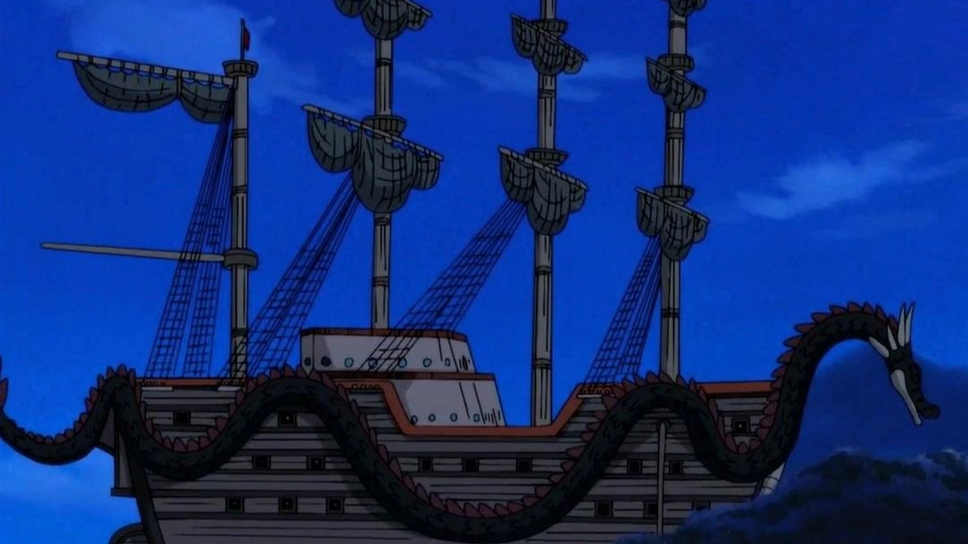 A still of Dragon&#039;s ship from OP (Image via Toei Animation)