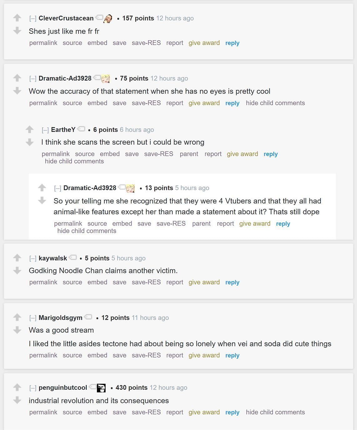 Reddit community reacting to the AI streamer&#039;s viral clip 2/2 (Image via r/LivestreamFail)