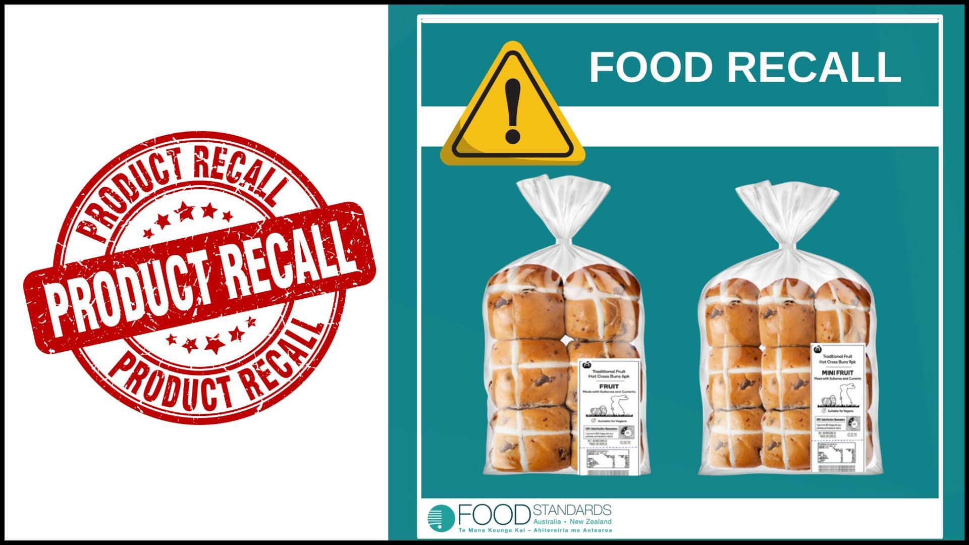 Popular Easter treat: Woolworths hot cross buns recalled over metal foreign particle contamination concerns (Image via Food Standards Australia)