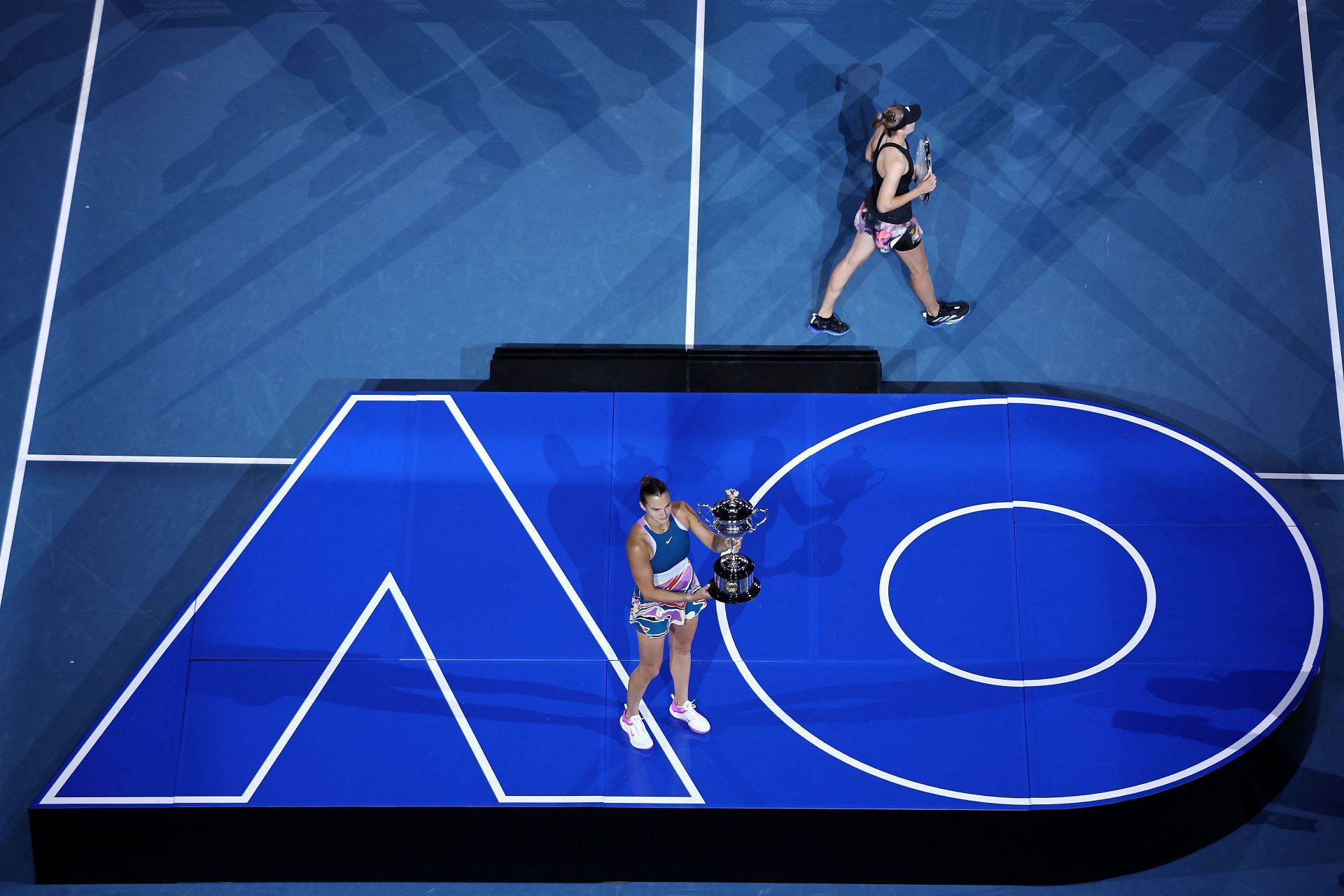 Aryna Sabalenka and Elena Rybakina at the 2023 Australian Open.