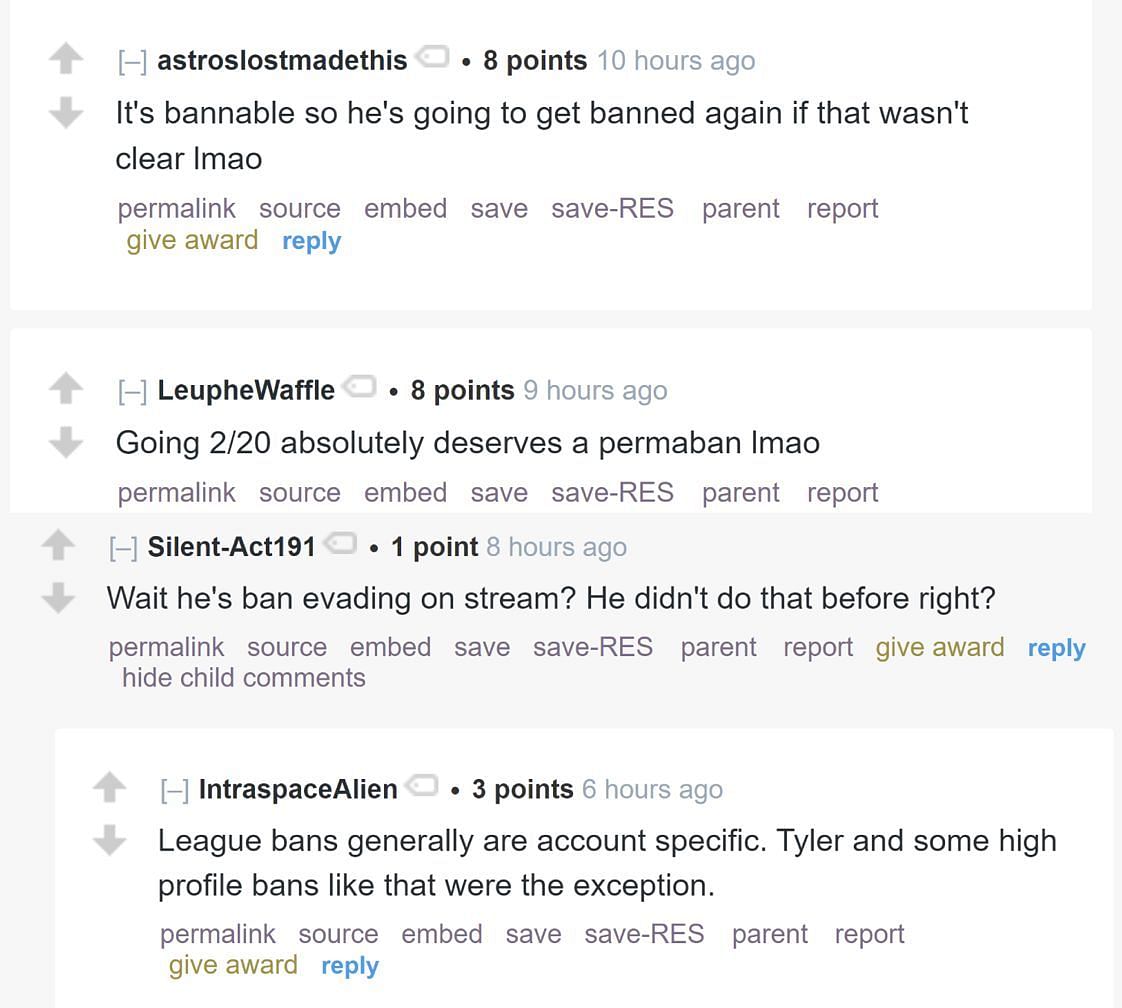 Fans on Reddit reacting to the League of Legends streamer&#039;s suspension 4/4 (Image via r/LivestreamFail)