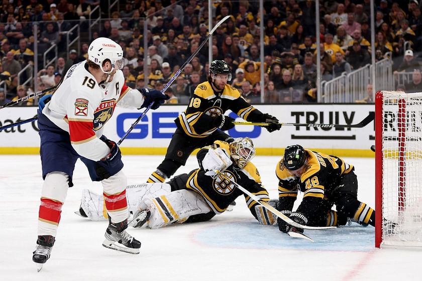 Florida Panthers left wing Matthew Tkachuk (19) continues to celebrate his  goal as he skates towards the bench during the third period of an NHL  hockey game against the Washington Capitals, Saturday