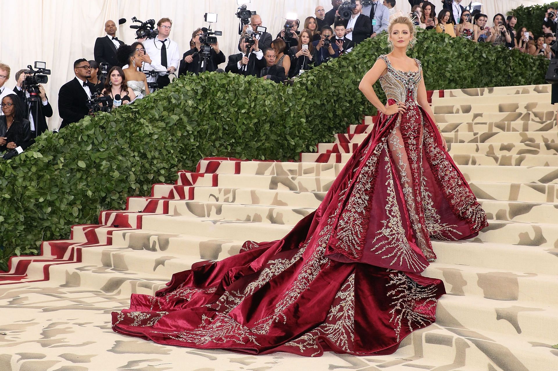 The custom Versace gown Blake wore in 2018 created quite a buzz (Image via Taylor Hill/Getty Images)