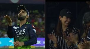 [Watch] Anushka Sharma's reaction is priceless as Virat Kohli blows her kiss during RCB vs RR
