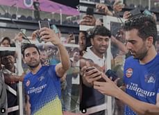 [Watch] CSK pacer Deepak Chahar takes pictures with fans at the Chepauk