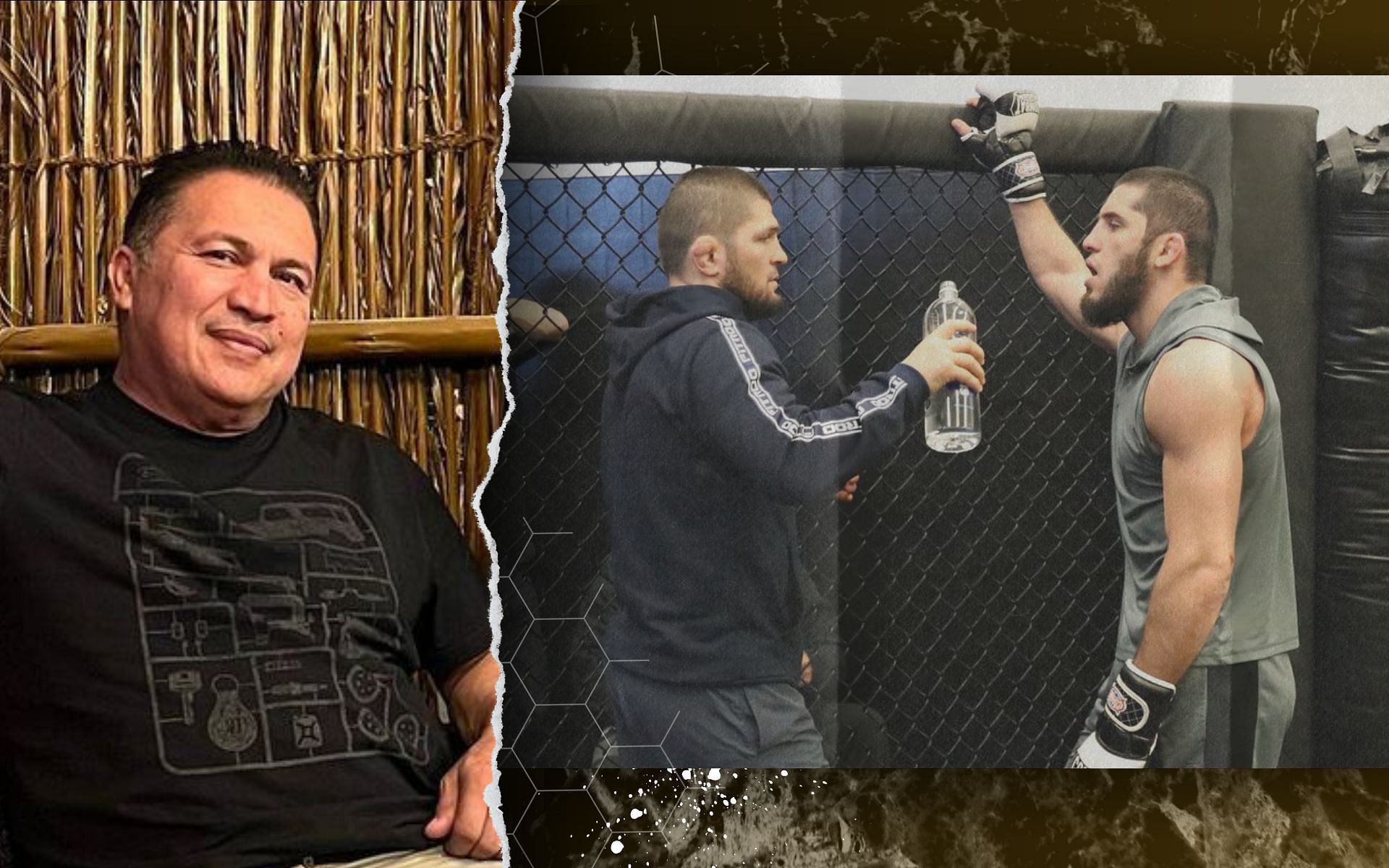 Coach Javier Mendez details how Khabib Nurmagomedov stepping down from coaching affected Islam Makhachev [Image credits: @khabib_nurmagomedov and @akajav on Instagram]