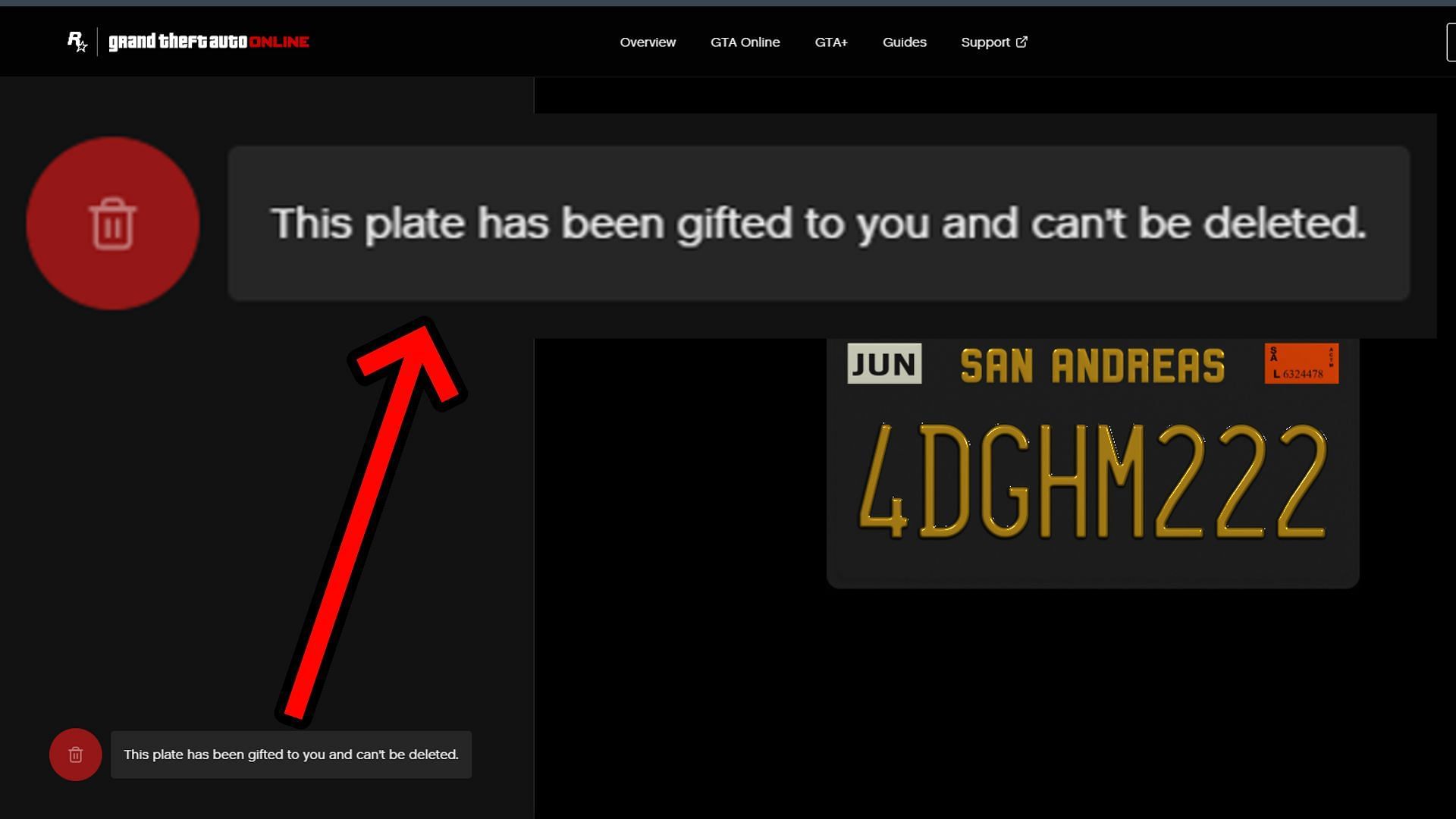 Some plates cannot be deleted (Image via Rockstar Games)