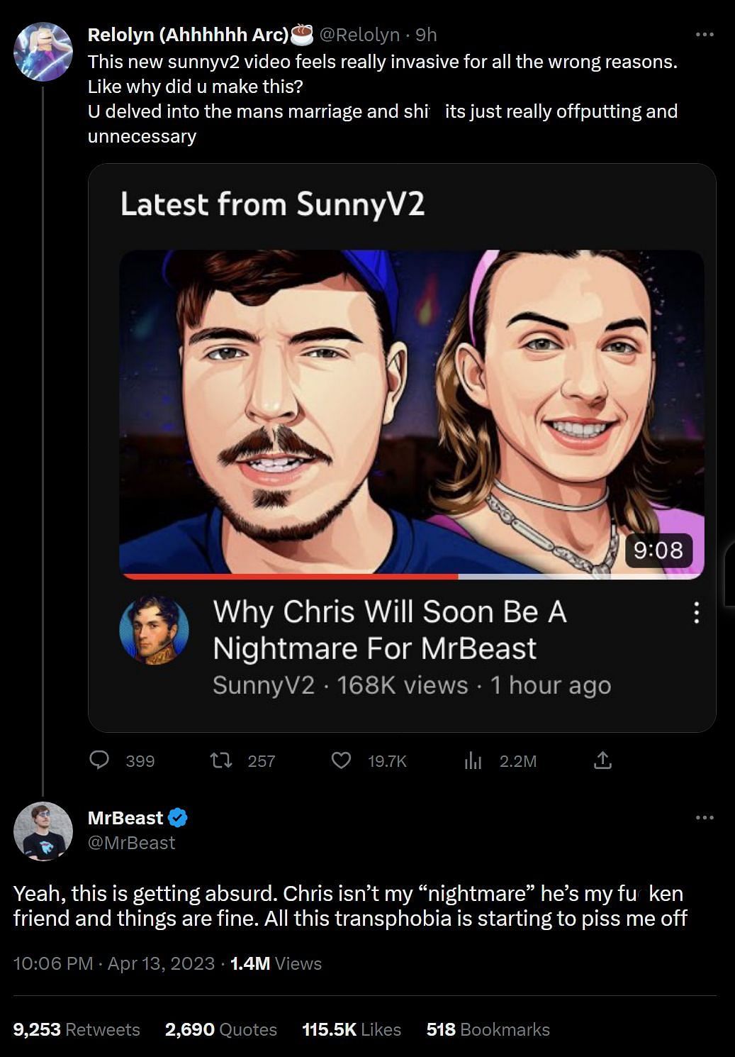 MrBeast Slams Transphobic Commentary About Friend Chris Tyson