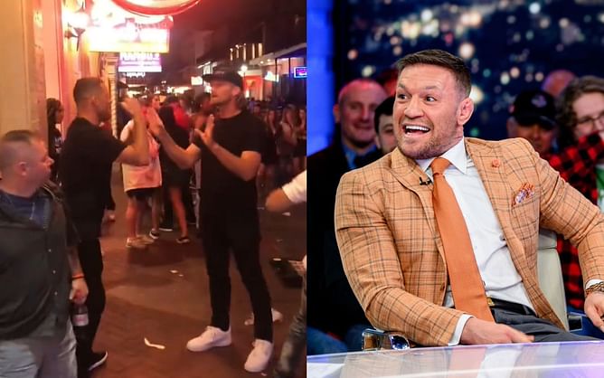 Conor McGregor loving footage of Nate Diaz choking people out and throwing bottles at brawls during Misfits Boxing